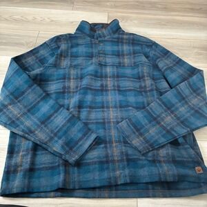 John Wayne Plaid Fleece Pullover Shirt Men's 2XL Snap Neck Button Up